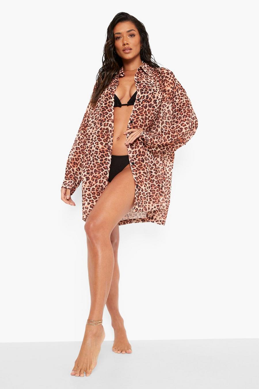 Chemise de plage à motif léopard, Leopard image number 1