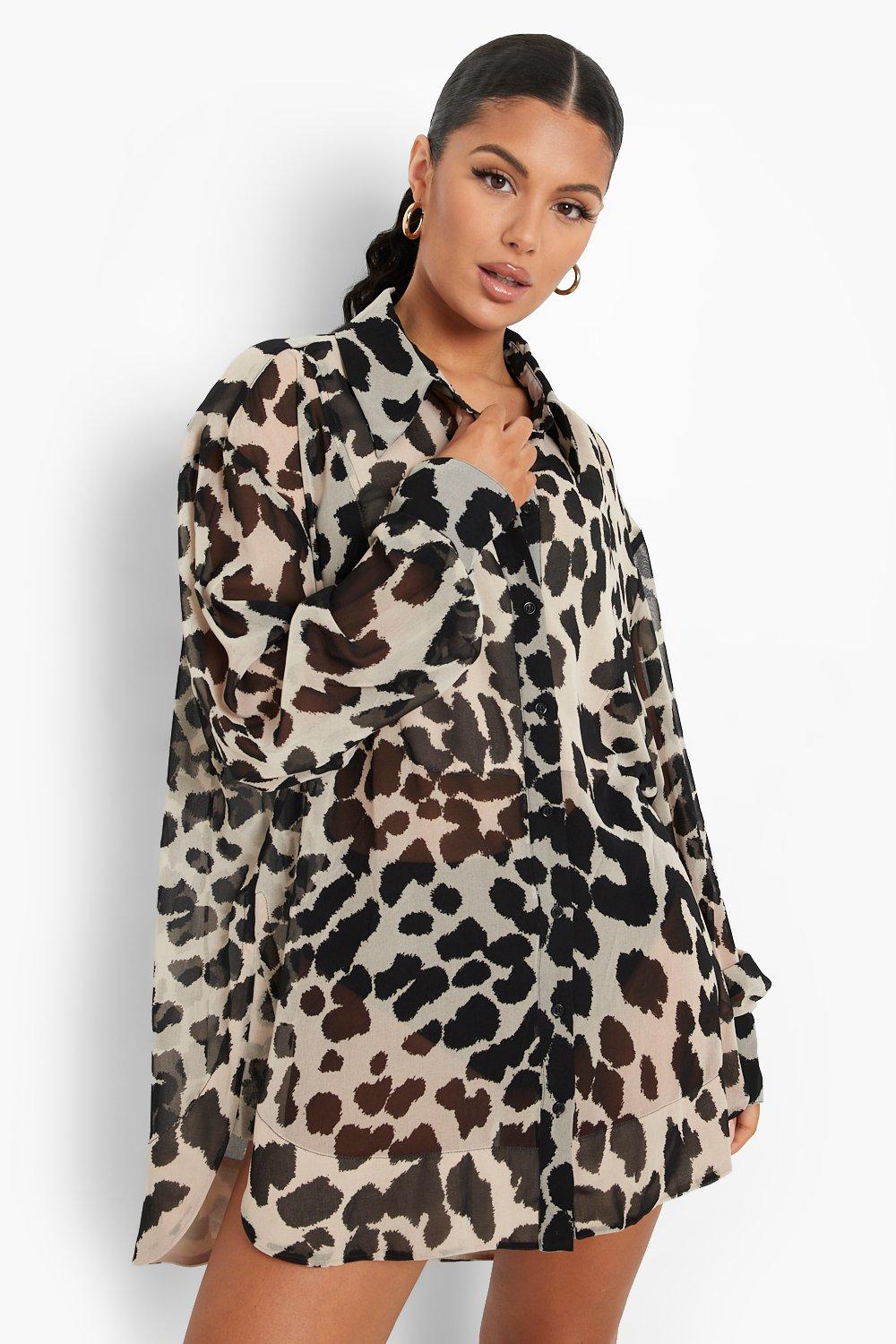 leopard print blouse dress