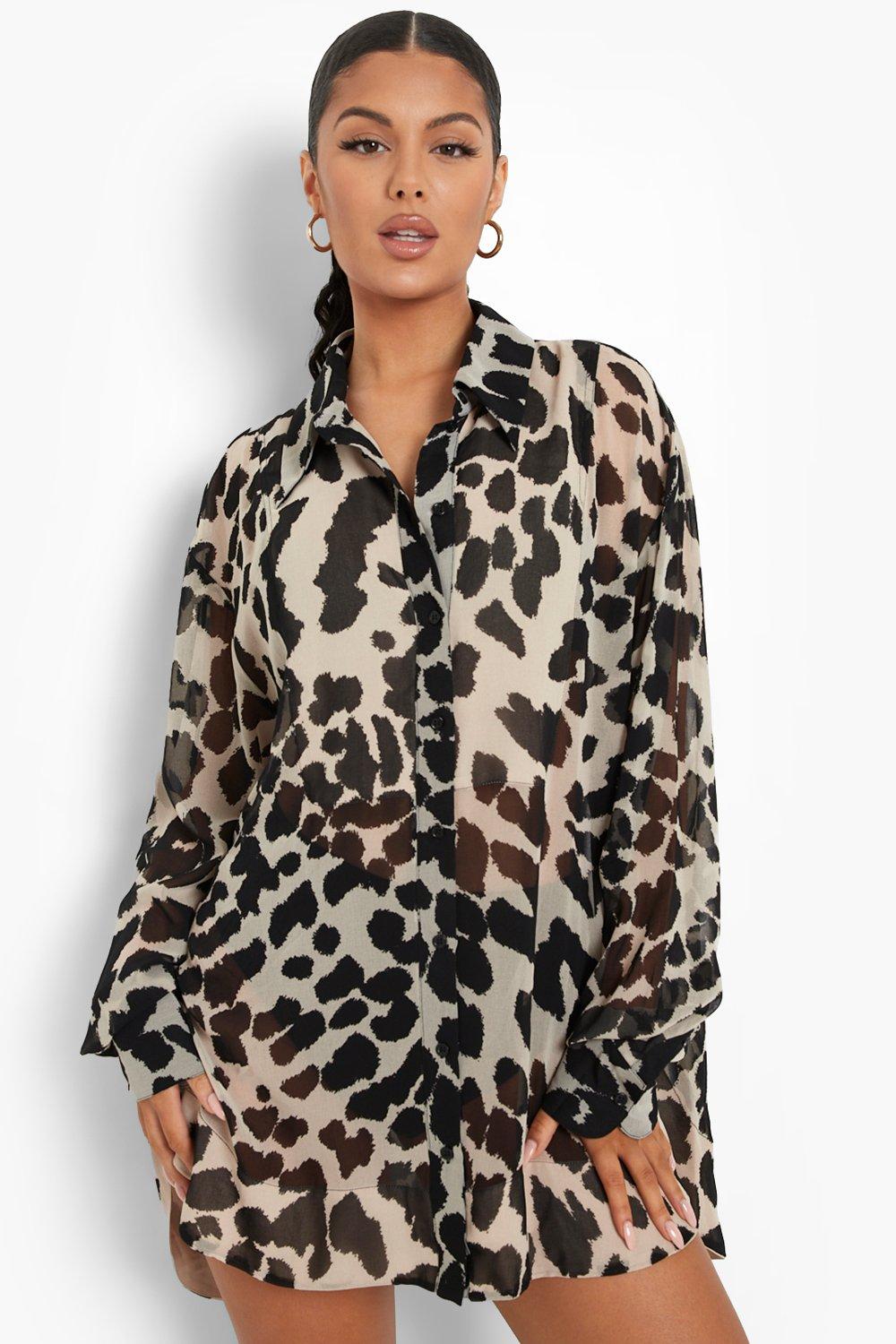 Leopard print shirt dress on sale boohoo