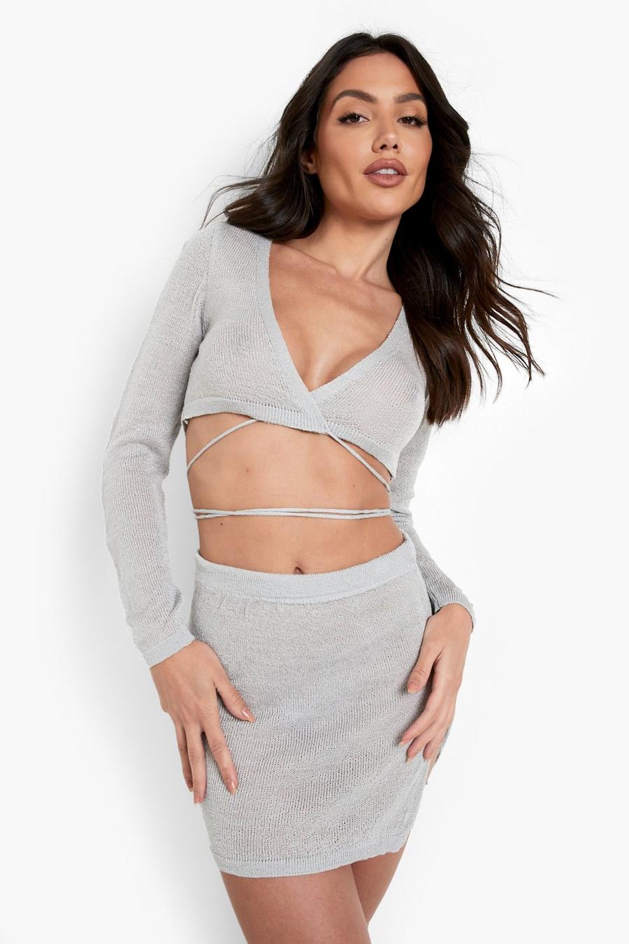 Silver Beach Metallic Crop With Sleeves image number 1