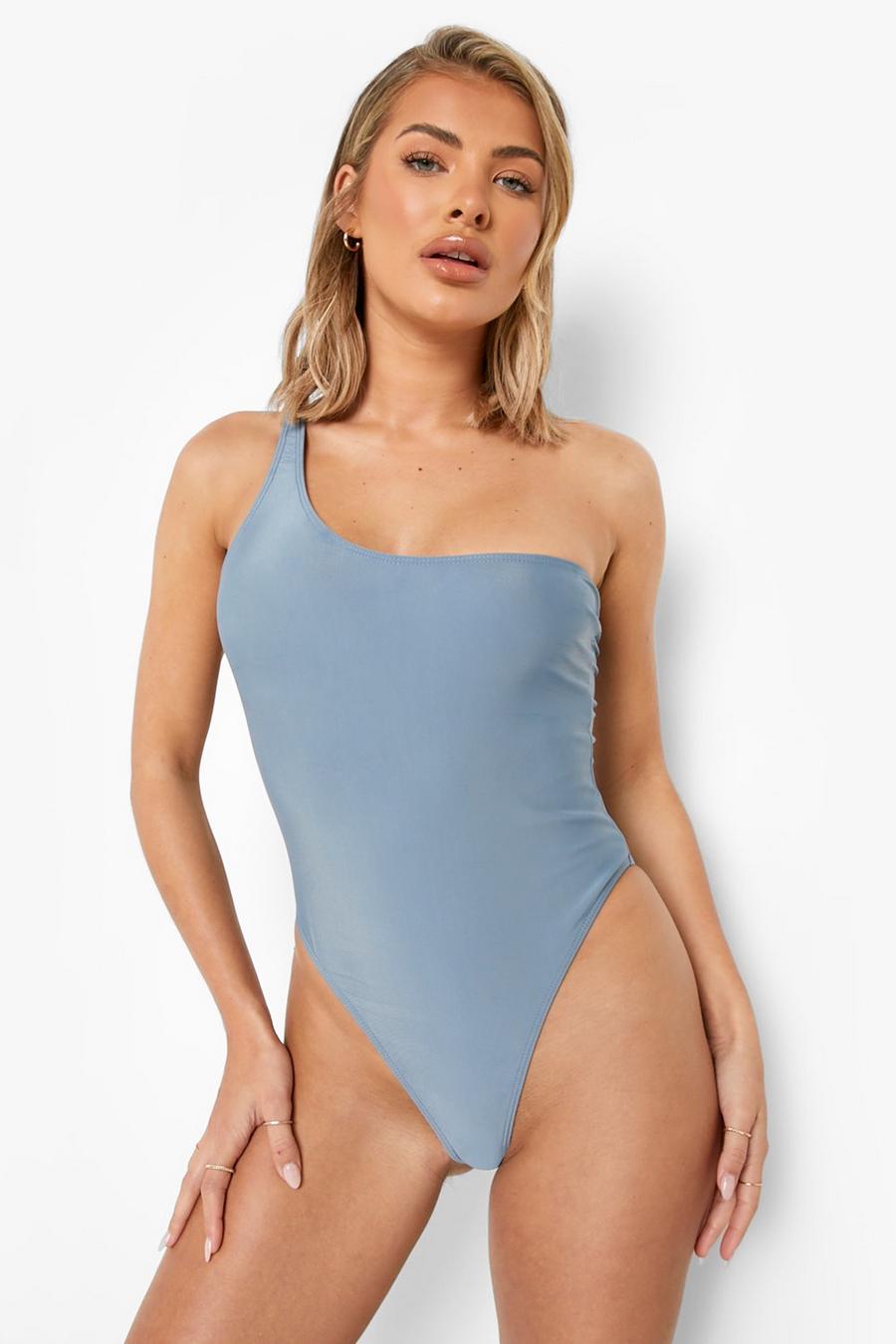 Blue Recycled One Shoulder Swimsuit