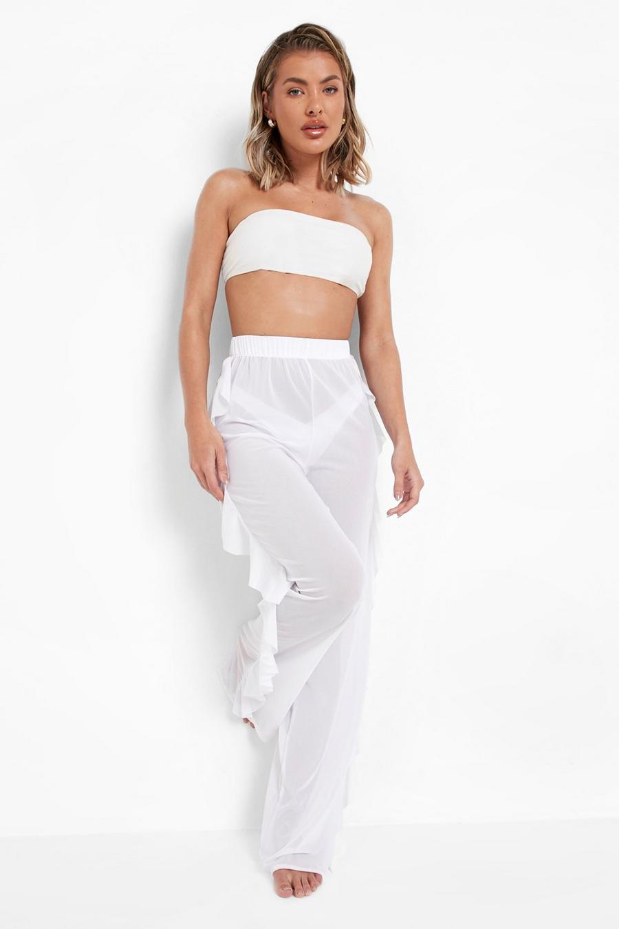 Beach Frills Cover Up Pants - White