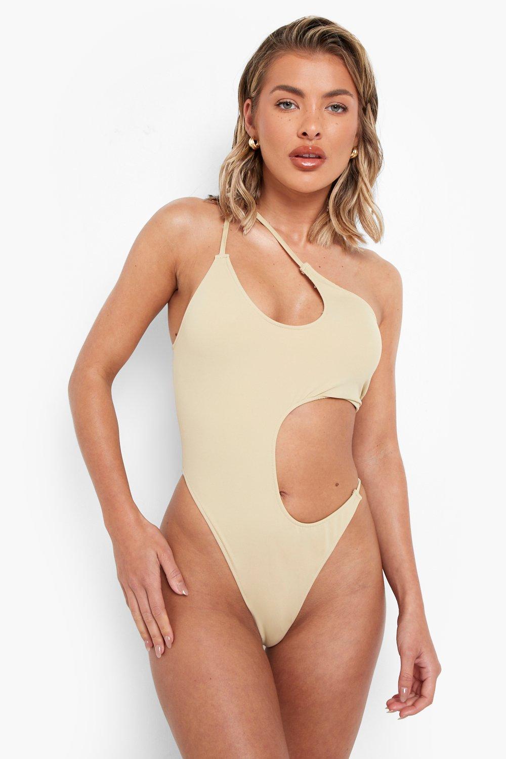 Asymmetric Strappy Cut Out Swimsuit