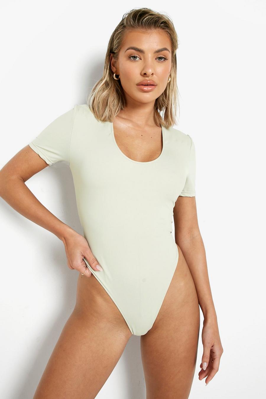 Off white Short Sleeve Scooped Swimsuit image number 1