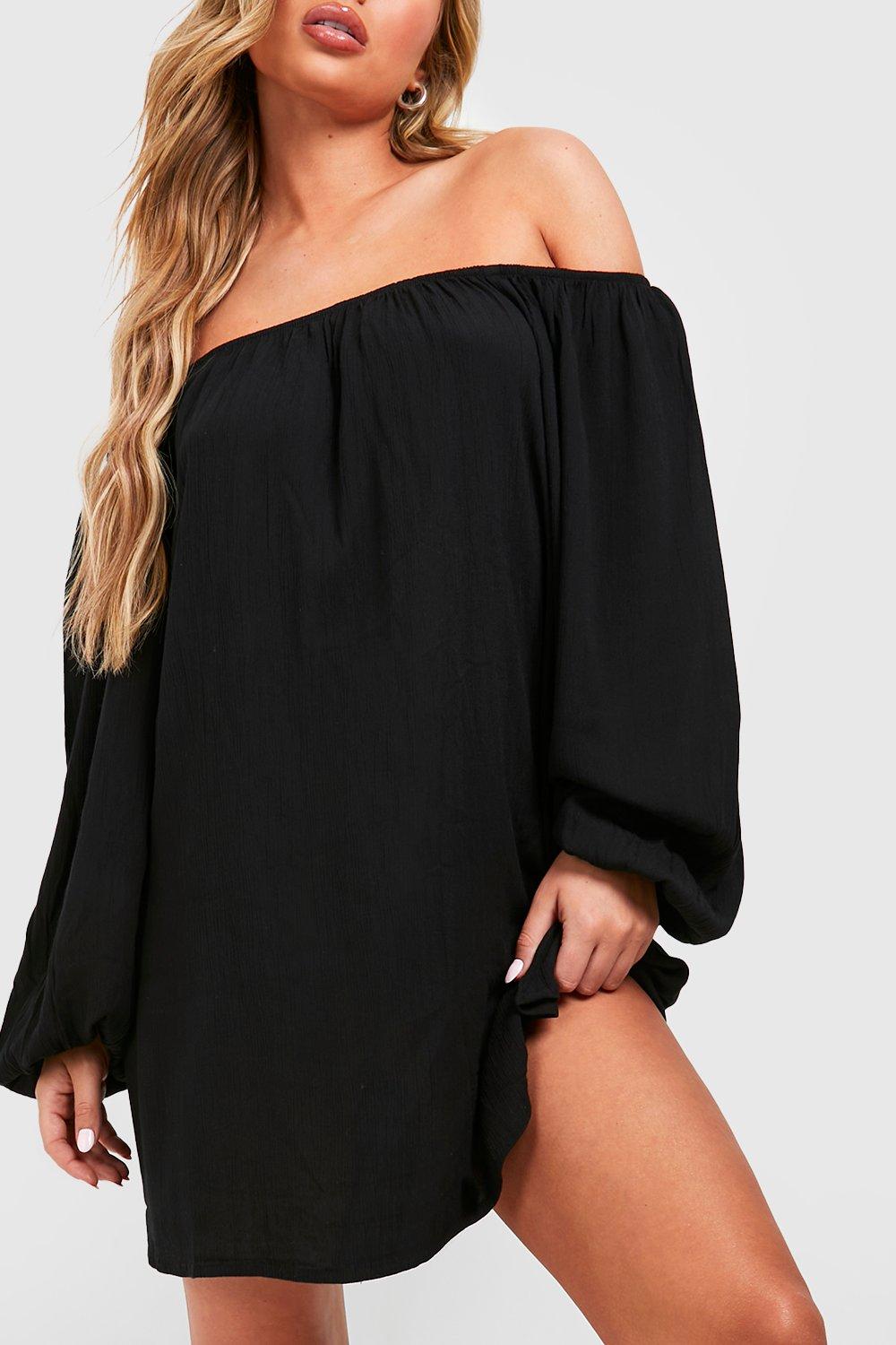 Black off the shoulder beach clearance dress