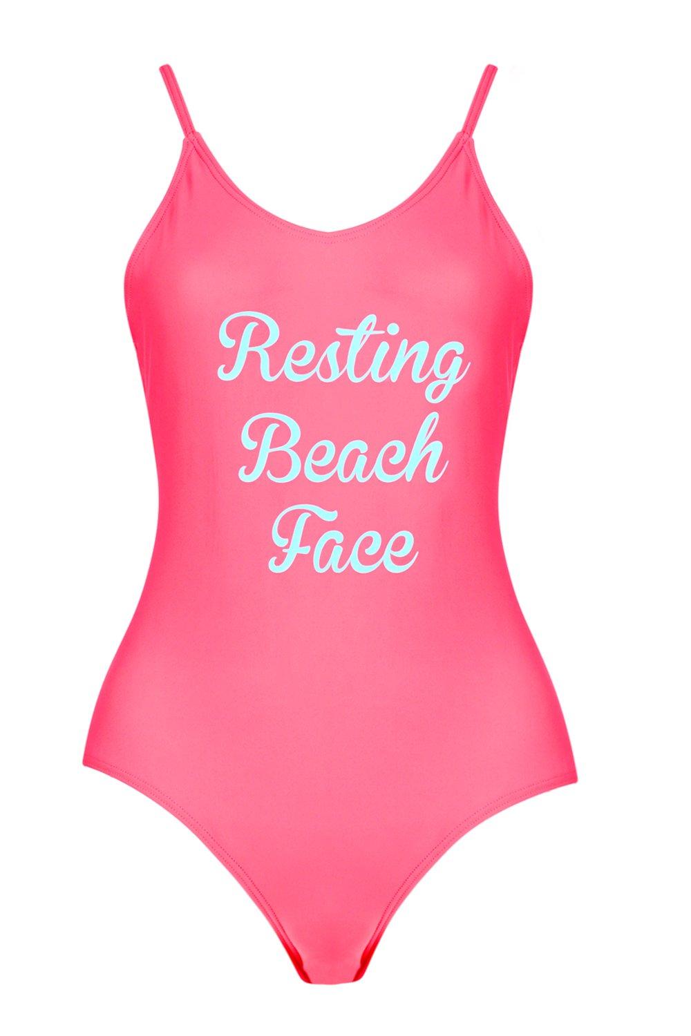 resting beach face swimsuit