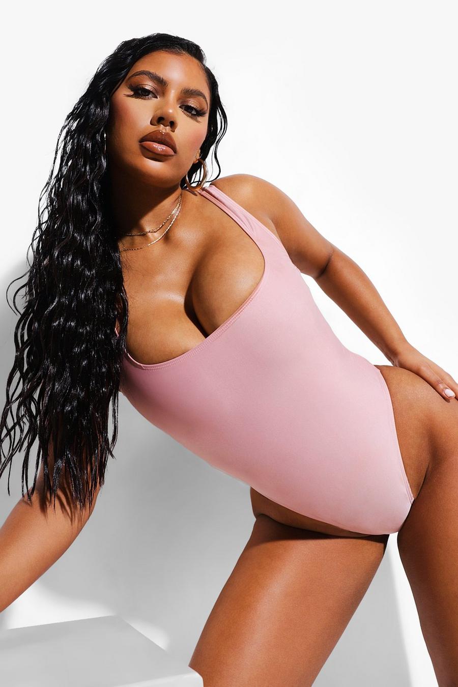 Dusty pink Essentials Square Neck Swimsuit image number 1