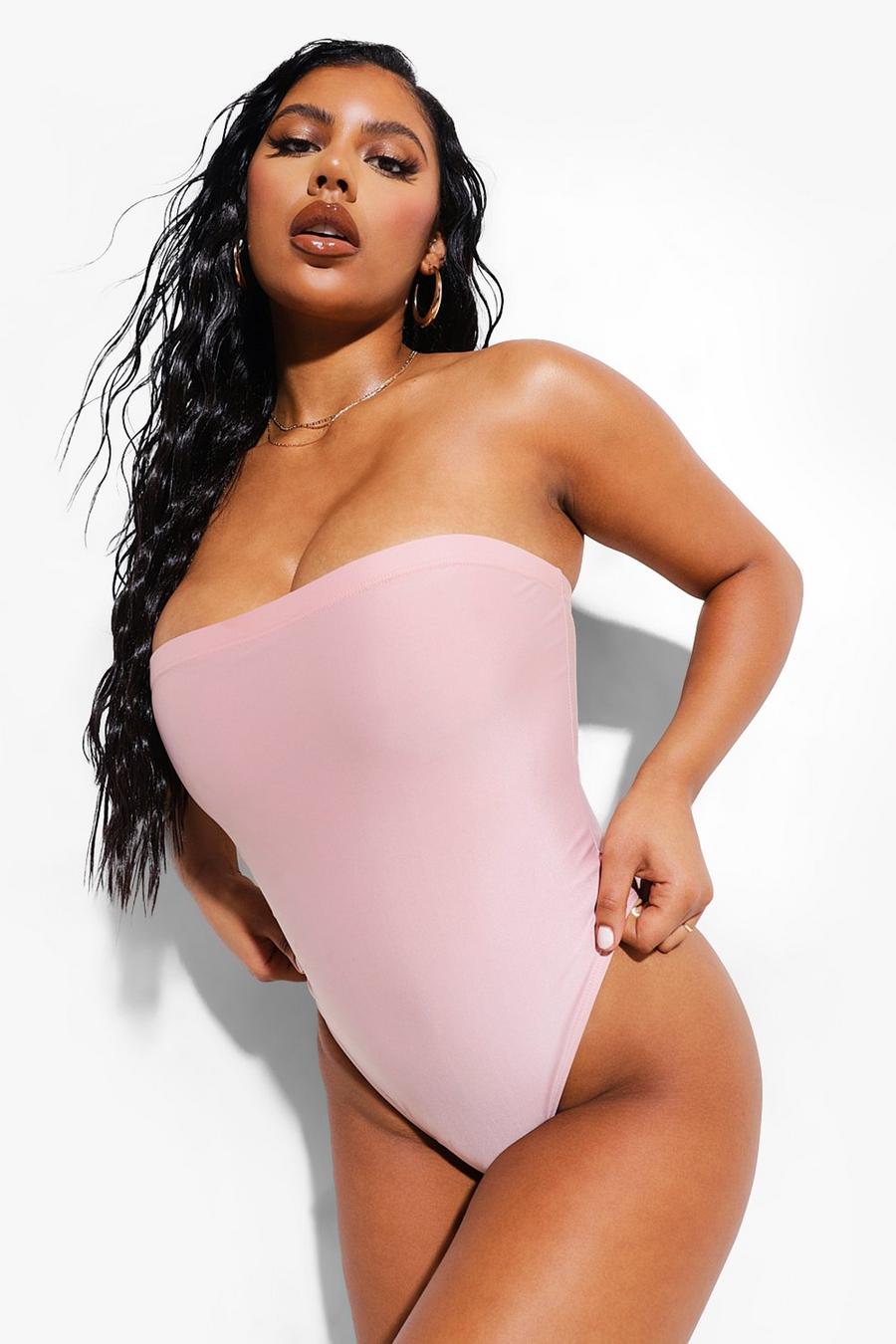 Dusty pink Essentials Bandeau Swimsuit image number 1
