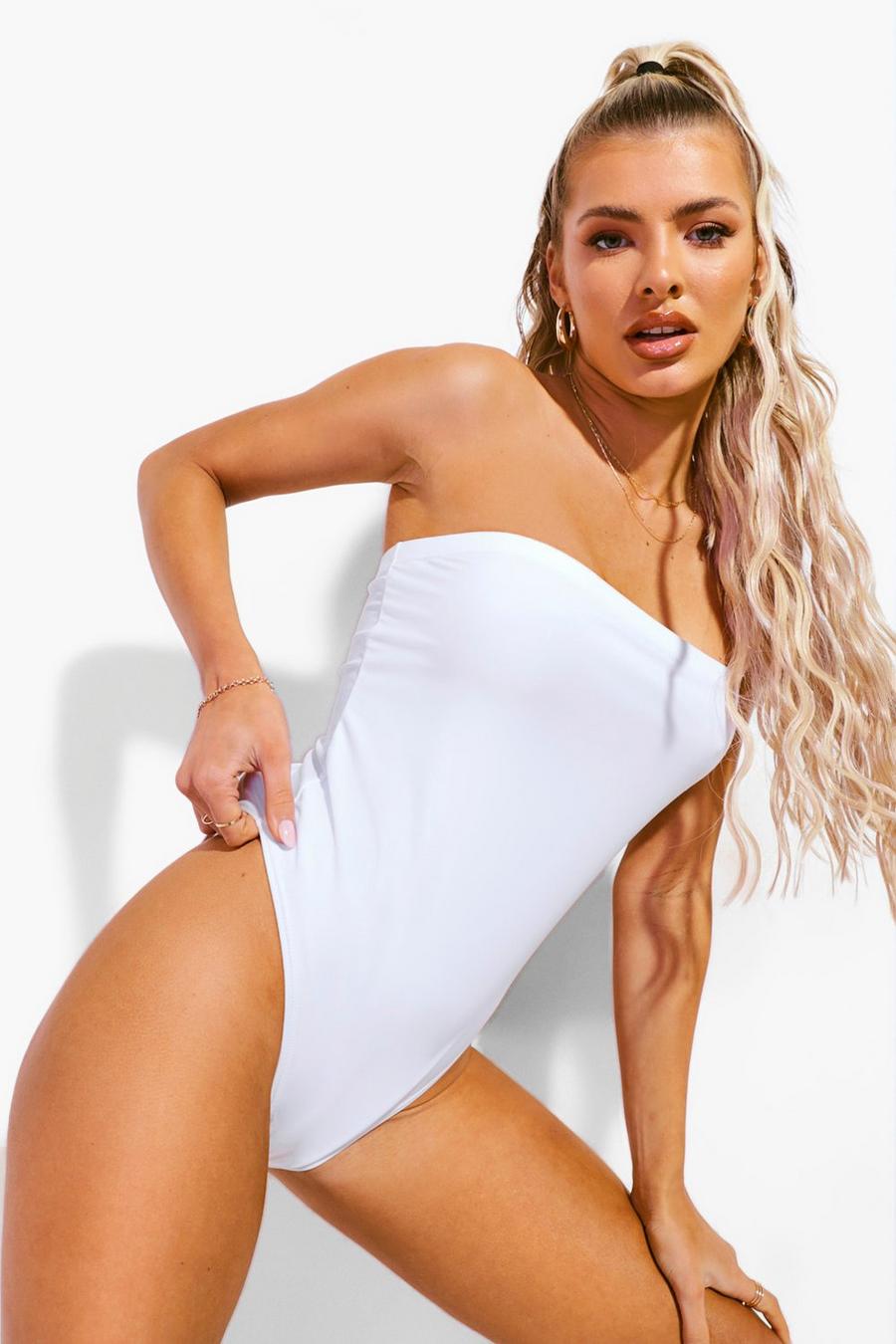 White Essentials Bandeau Swimsuit image number 1