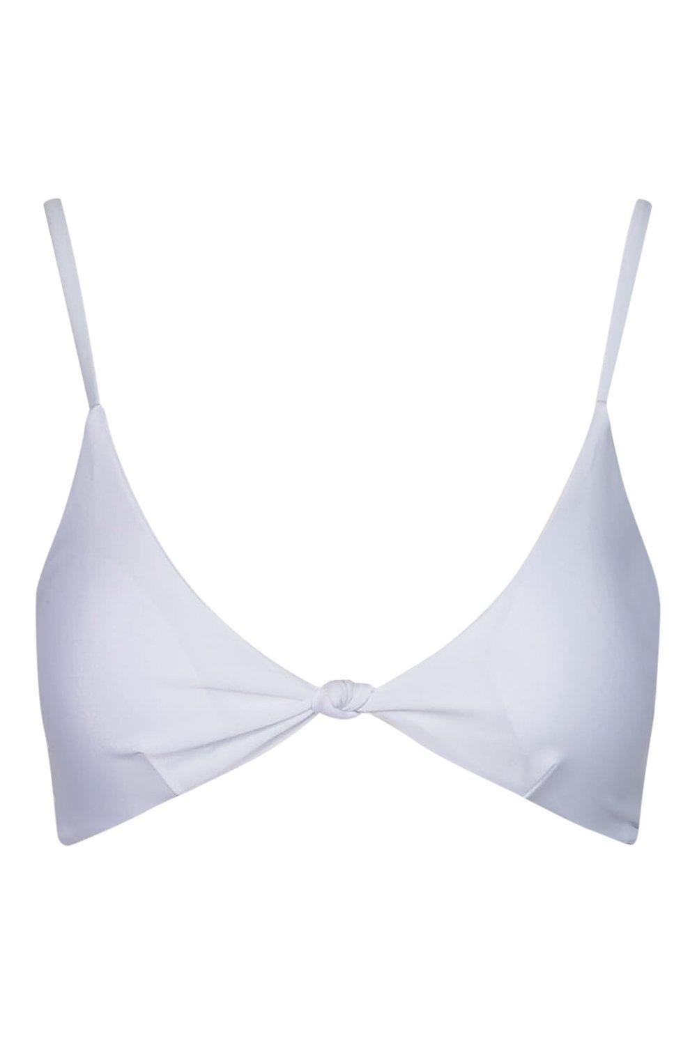 Buy Boohoo Essentials Fuller Bust Bikini Top In White