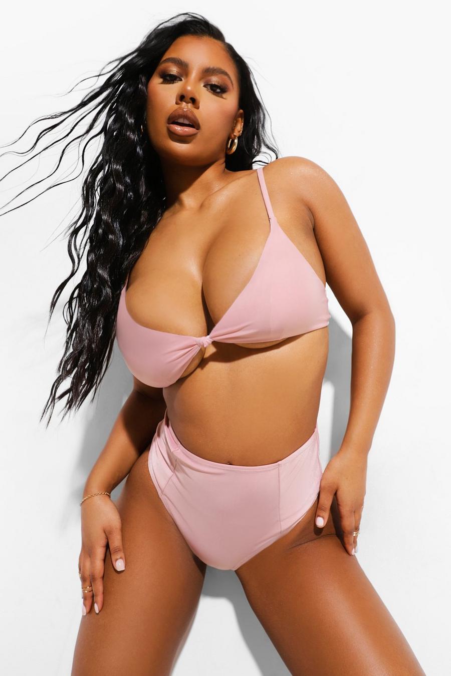 Dusty pink Essentials Fuller Bust Knot Bikini Top image number 1