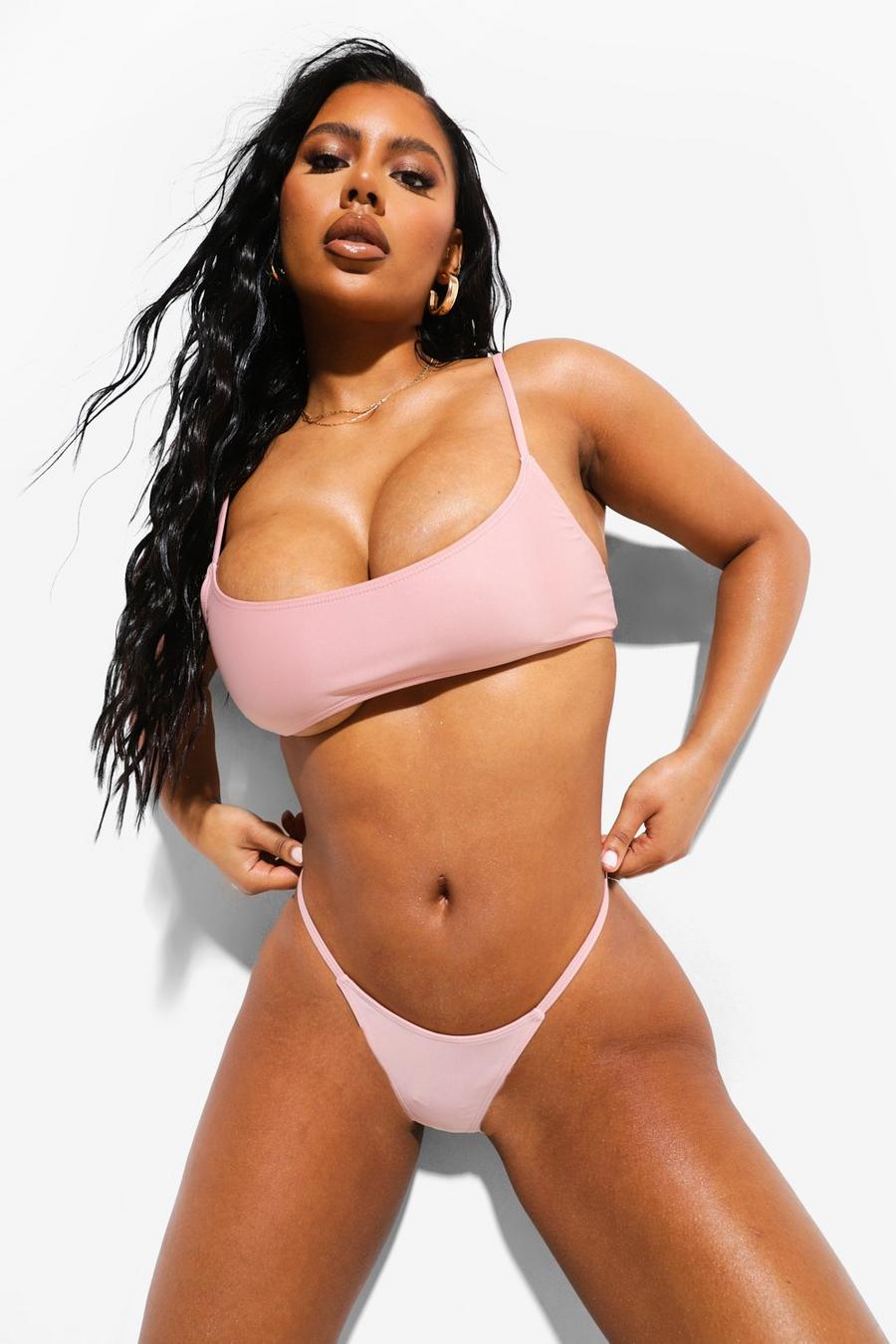 Dusty pink Bikinitrosa i stringmodell image number 1
