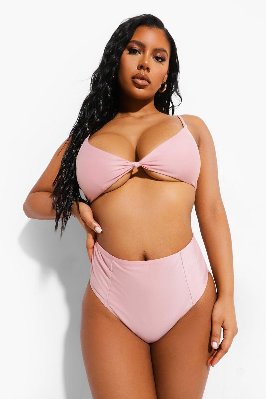Dusty pink Bikinitrosa med hög midja image number 1