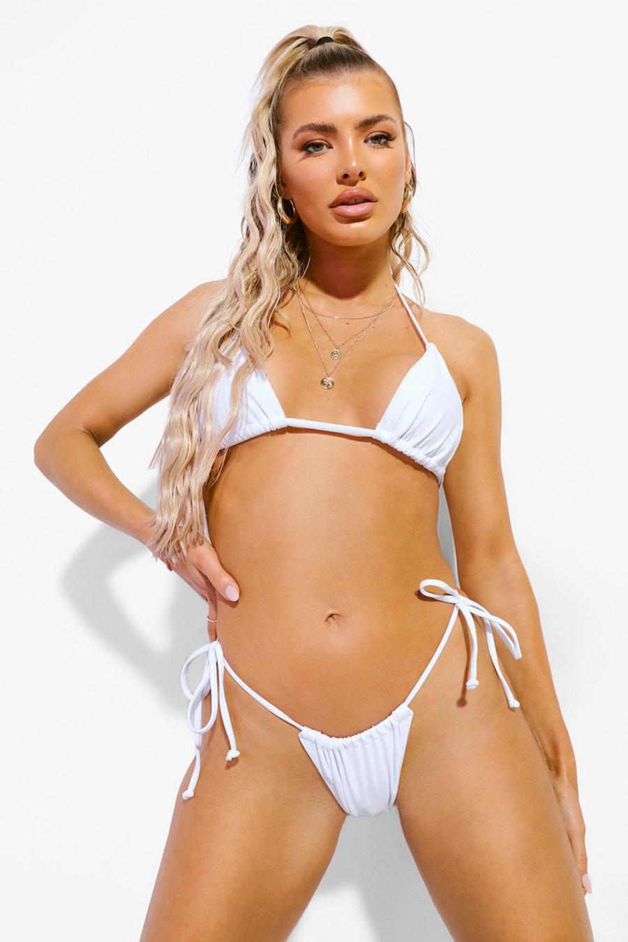 White Itsy Bitsy Bikinitrosa med knytdetaljer image number 1