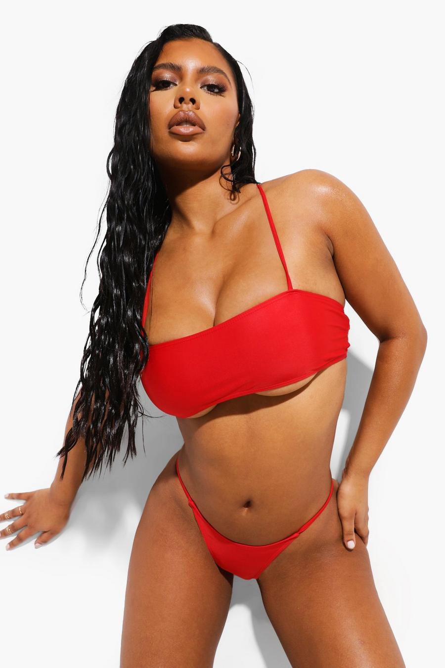 Essentials Bikini-Bustier mit Trägern , Rot image number 1