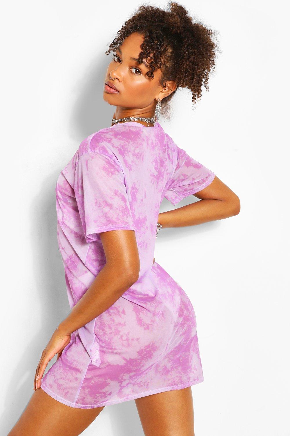 Tie dye mesh shop t shirt dress