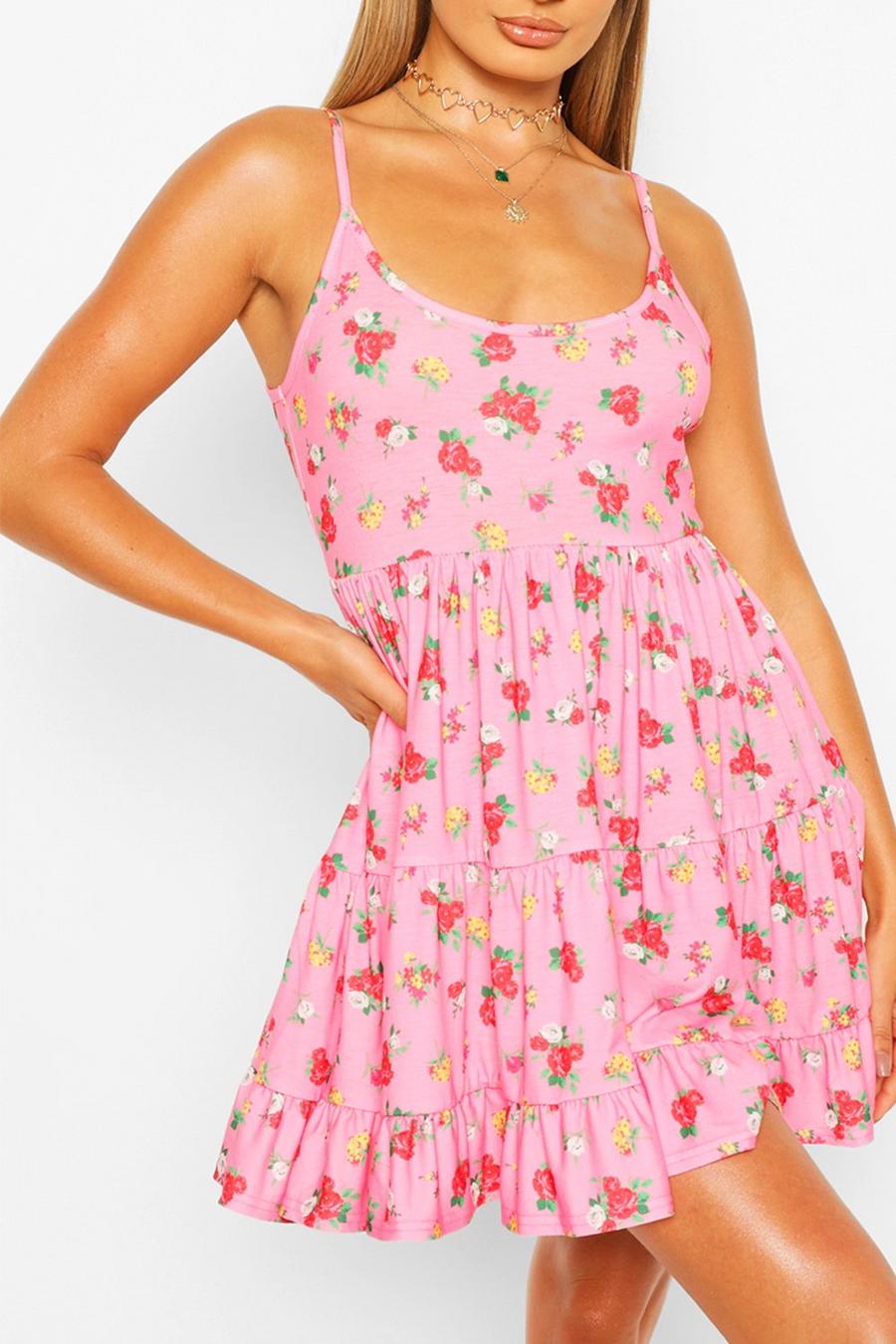Blommig Strandklänning med vid kjol image number 1