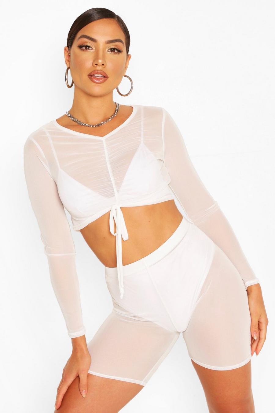 Ruched Top & Biker Short Beach Two-Piece image number 1