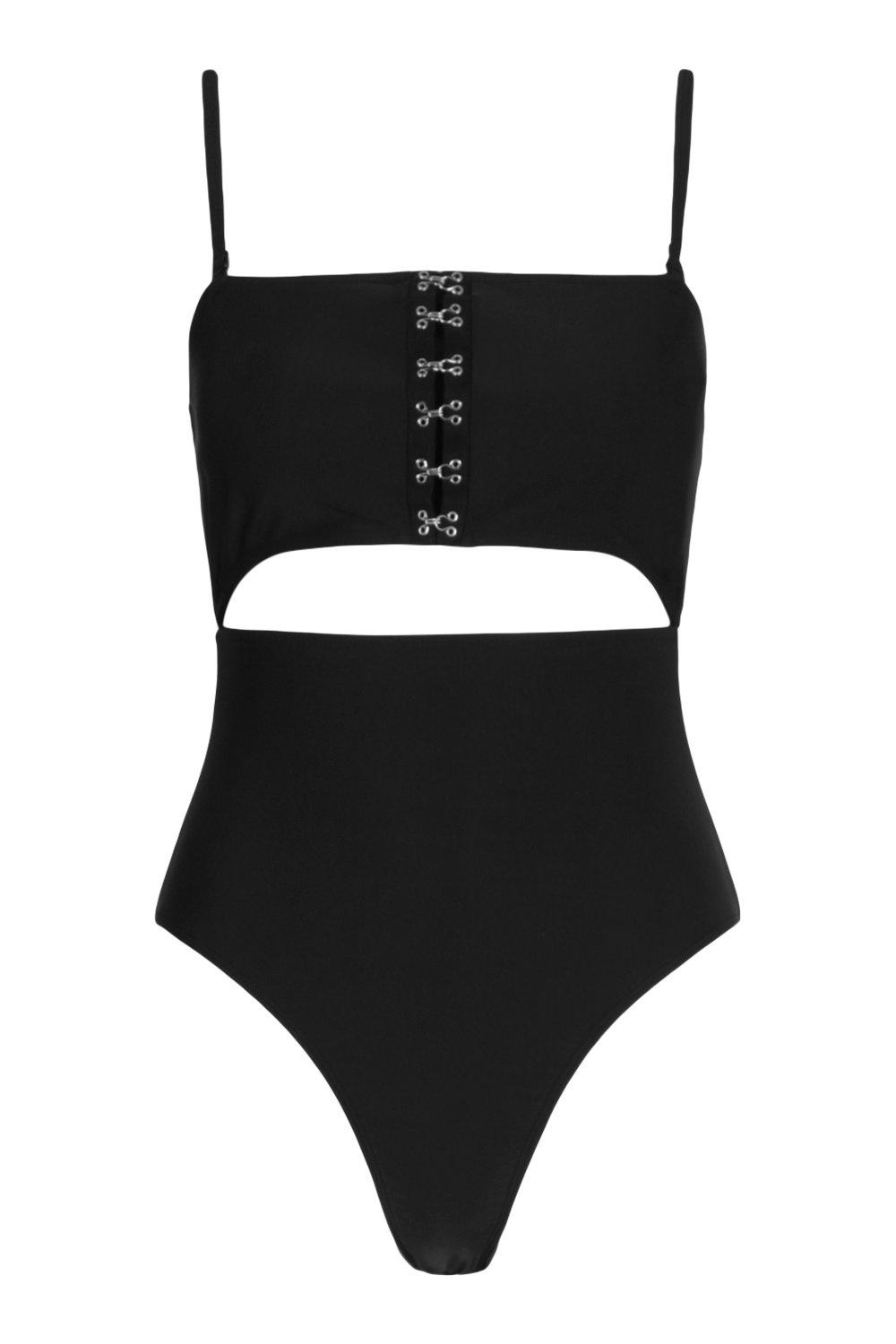 Hook and Eye Cut Out Swimsuit