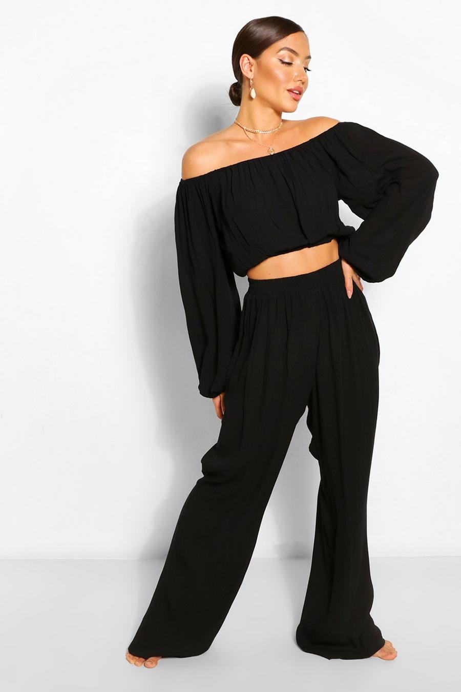 Cheesecloth Bardot Top & Trouser Beach Co-Ord image number 1