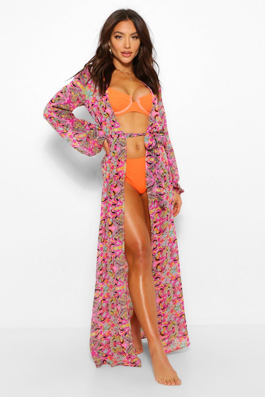 Kimono de plage maxi imprimé mosaïque image number 1