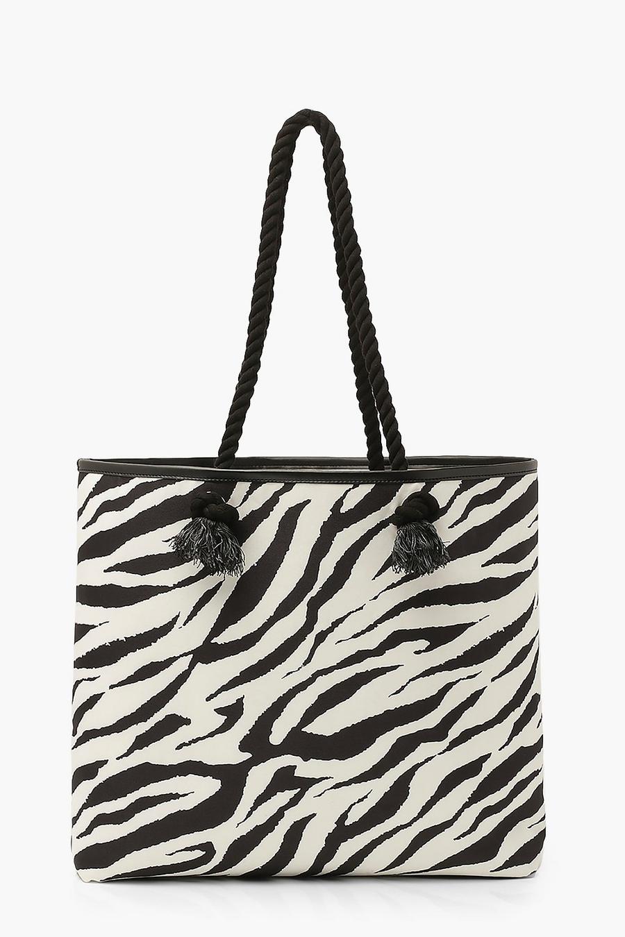 Zebra Canvas Rope Handle Beach Bag image number 1