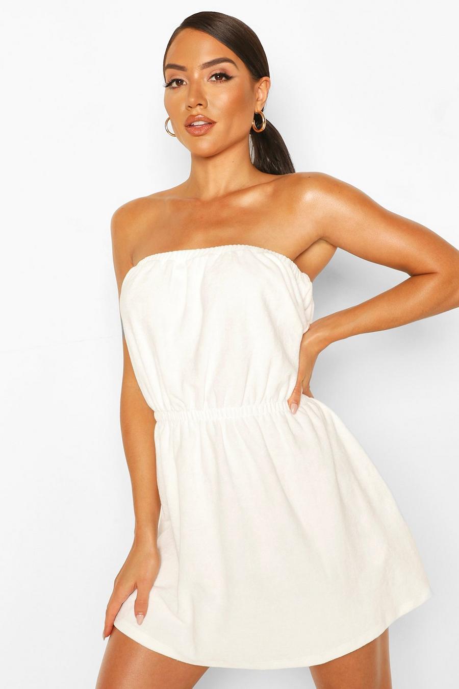 לבן שמלת חוף ברדו מבד מגבת image number 1
