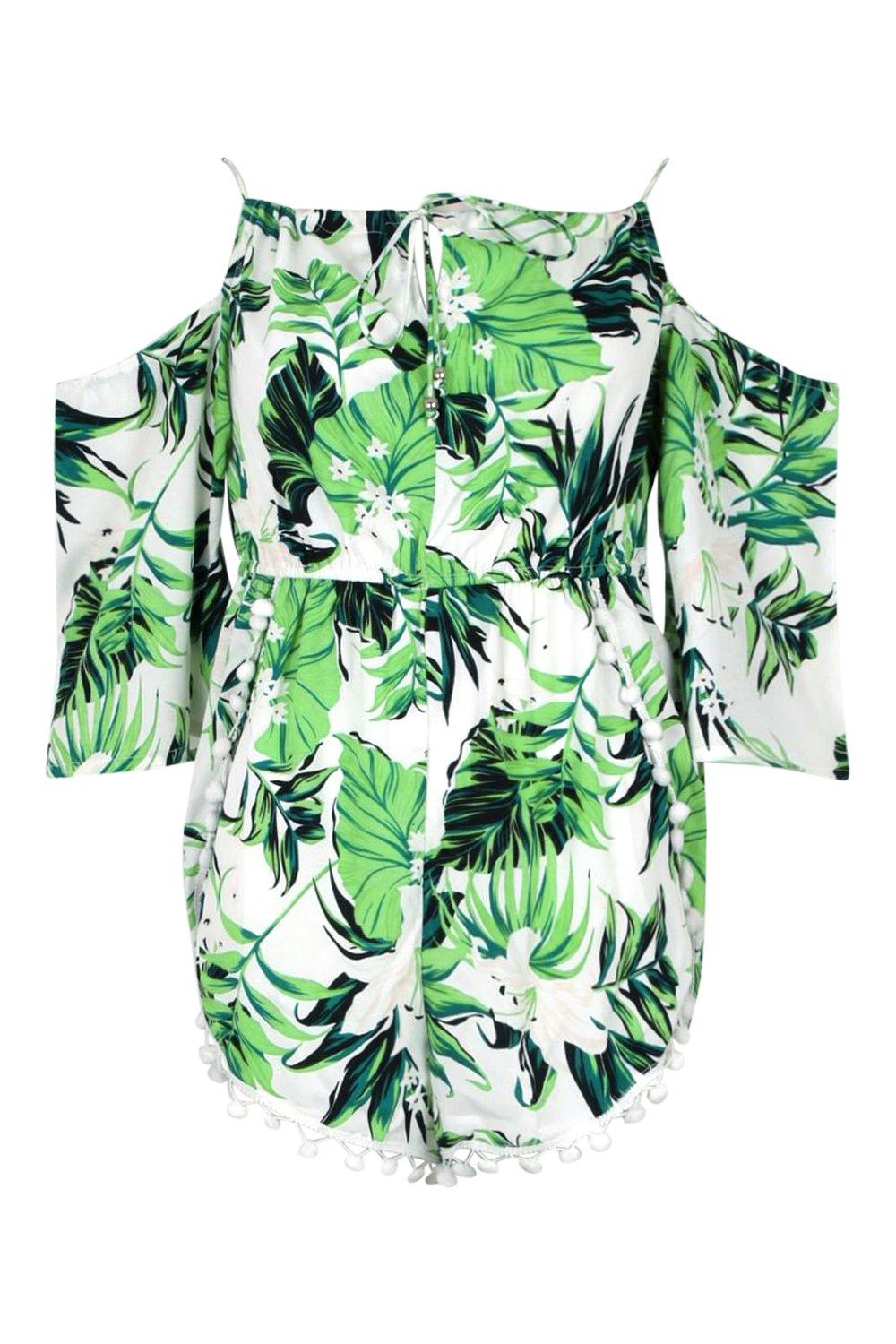 tropical pom pom beach dress