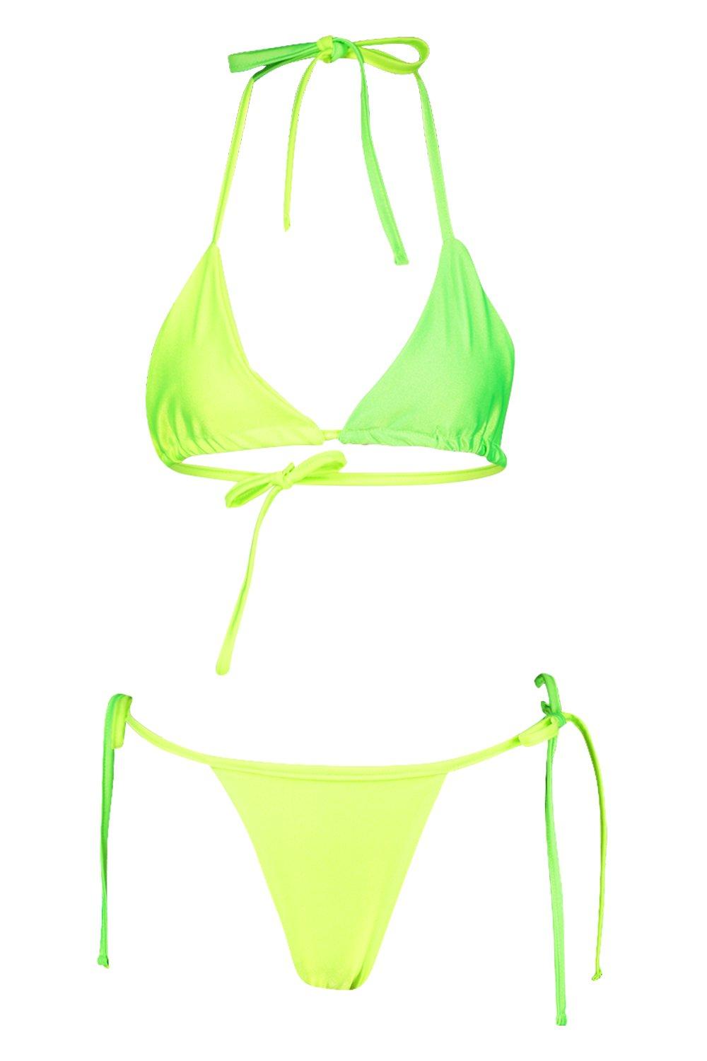 boohoo neon green bikini