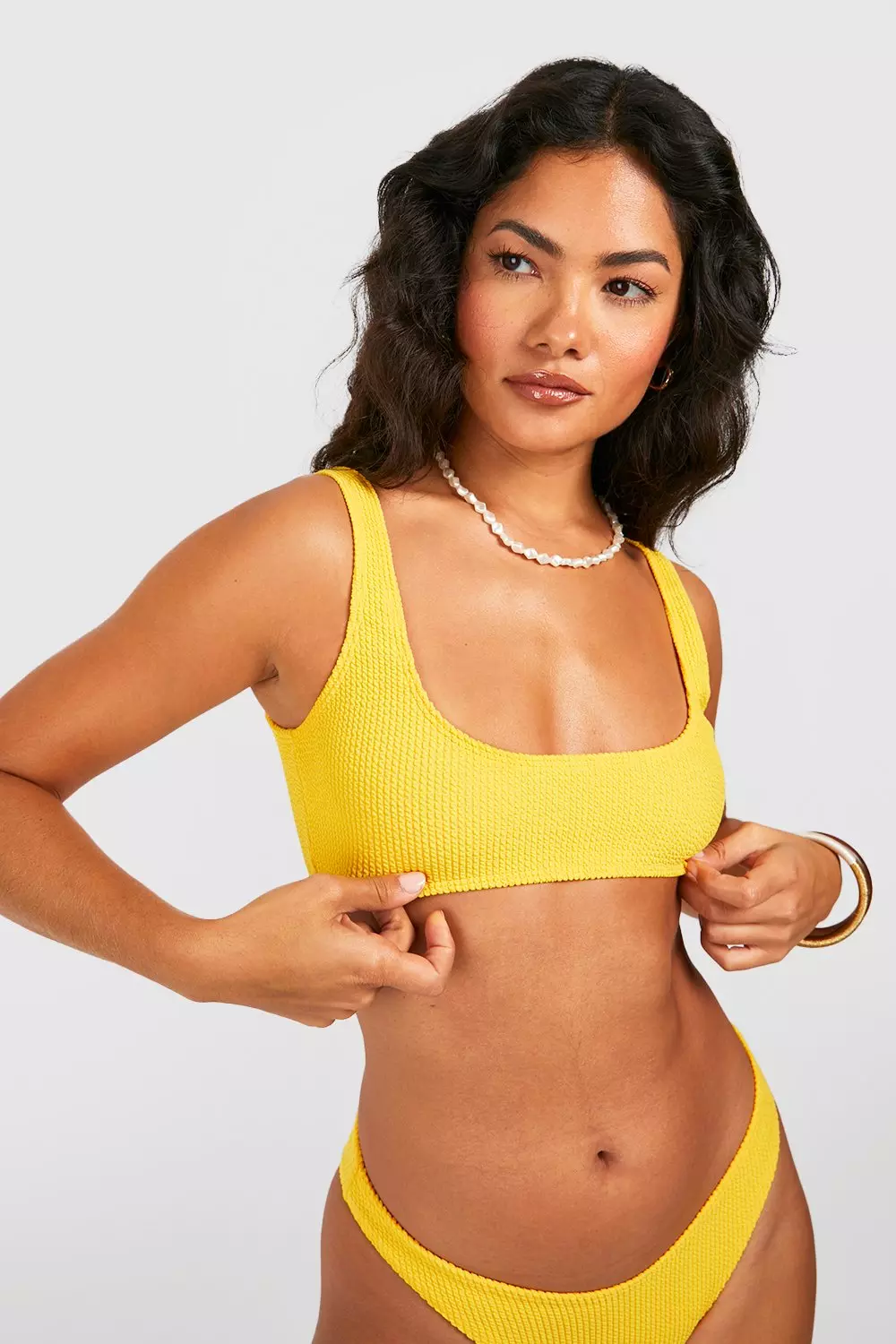 Mango Crinkle Scooped Bikini Crop Top alternative image