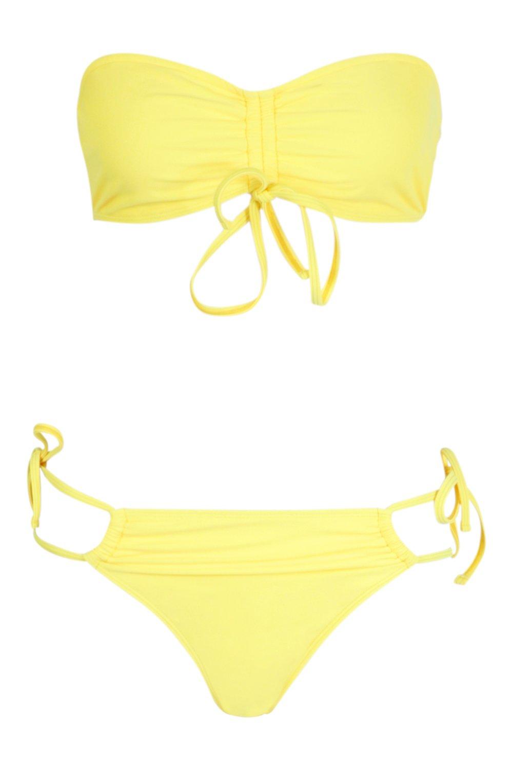 yellow ruched bikini