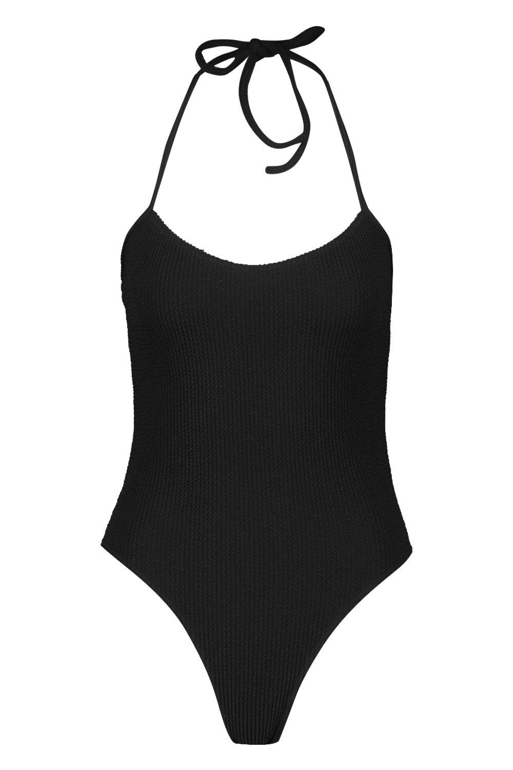 black crinkle swimsuit