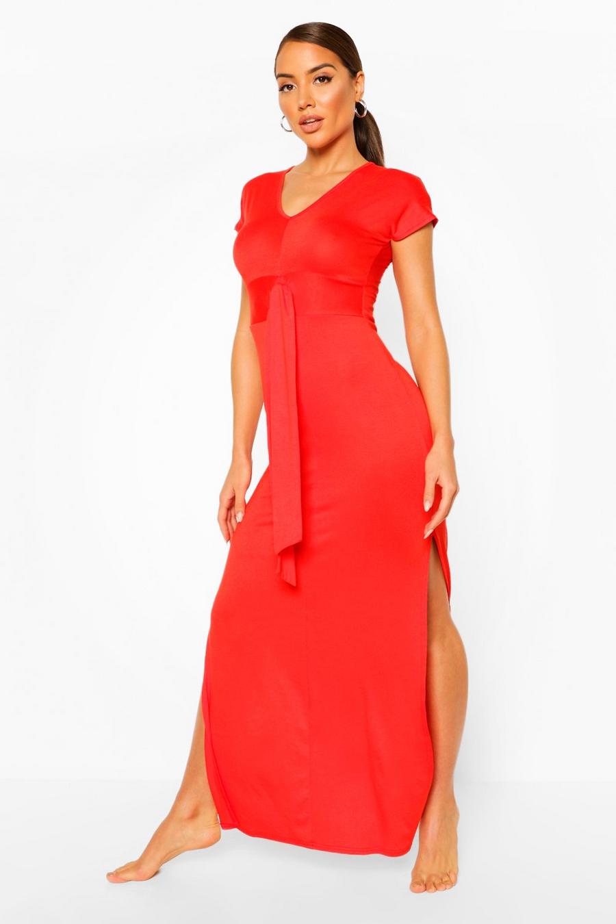 Jersey Knot Front Maxi Beach Dress image number 1