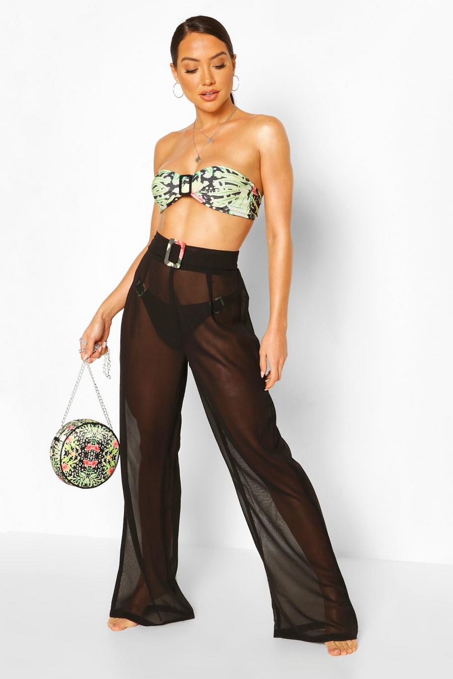 Buckle Belted High Waist Beach Pants image number 1