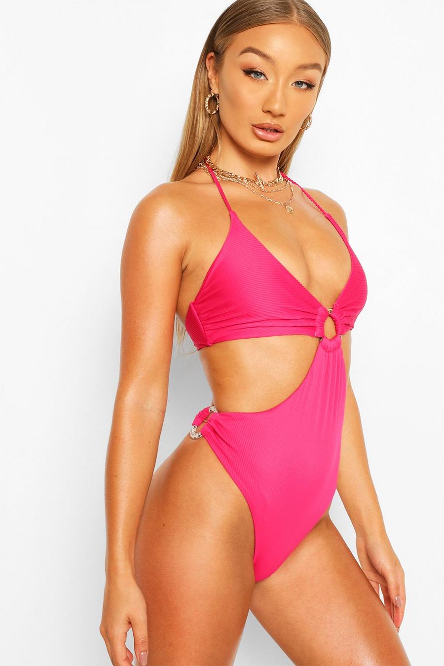 Rib Ring Cut Out Swimsuit image number 1
