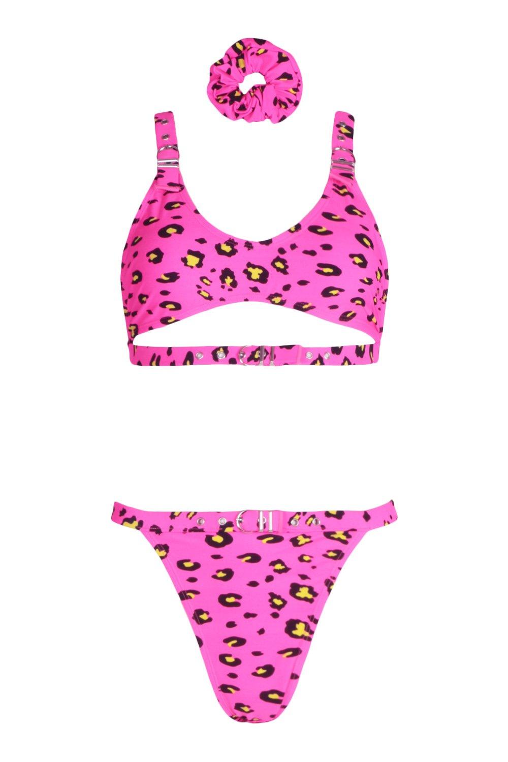 leopard pink bikini