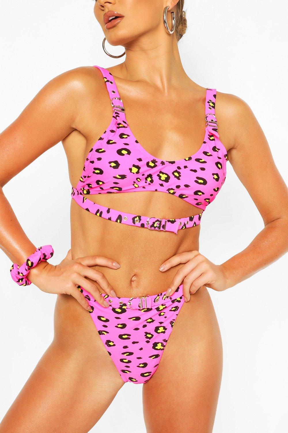 Neon Leopard Buckle Bikini Scrunchie