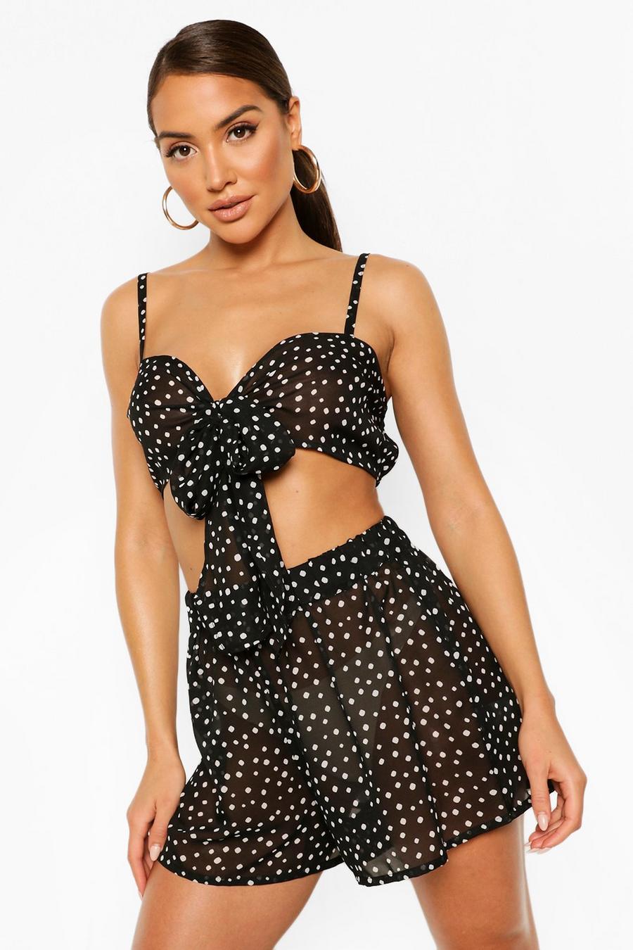 Polka Dot Tie Short Beach Co-Ord image number 1