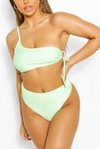 Green Mix & Match Crinkle High Waisted Bikini Brief