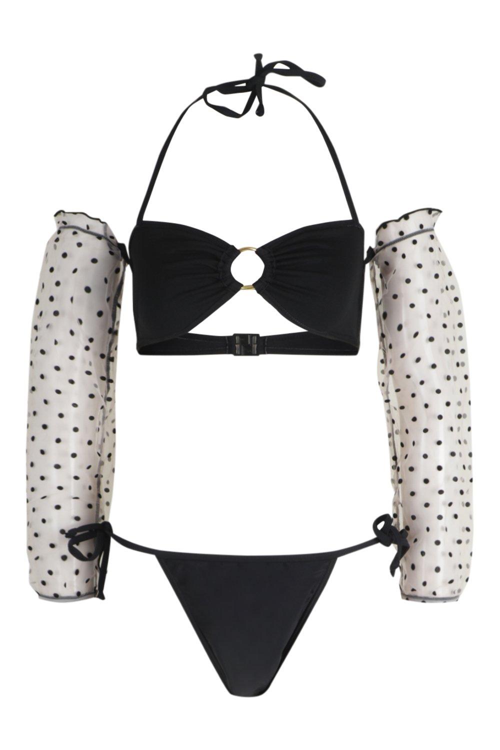 boohoo balloon sleeve swimsuit