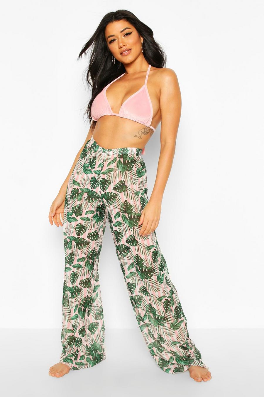 Pantalon de plage à rayures bonbon tropical, Rose image number 1