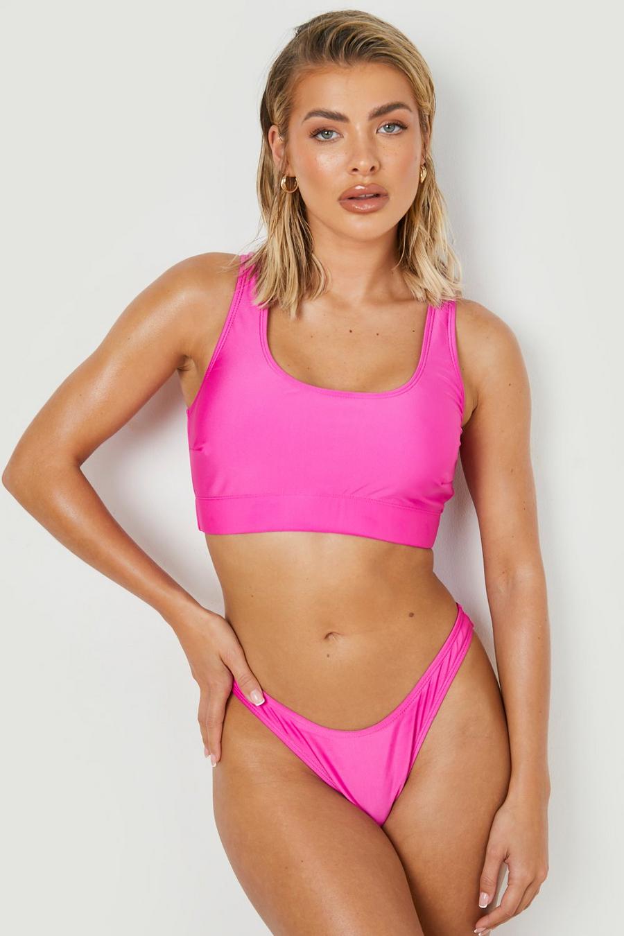 Pink Basic Crop Bikini Set image number 1
