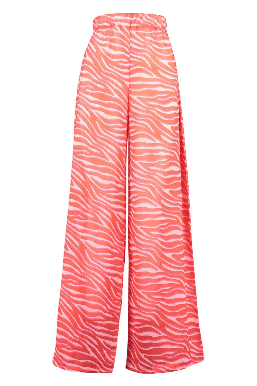 Zebra Wide Leg Beach Pants Boohoo