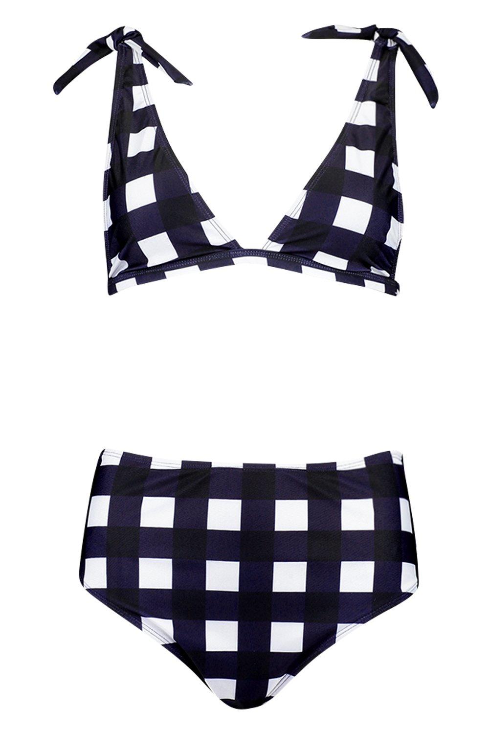 navy gingham bikini