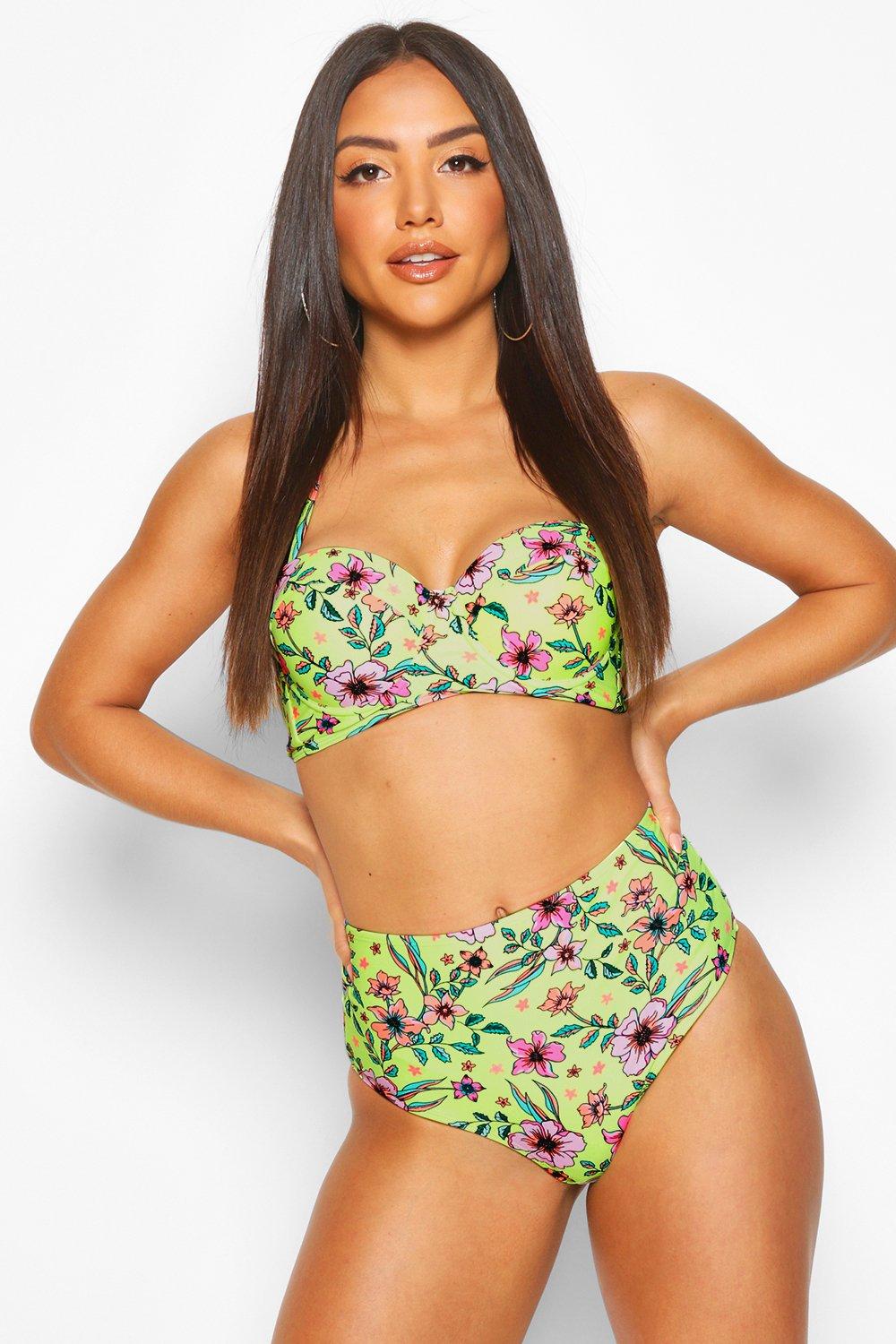 neon yellow high waisted bikini