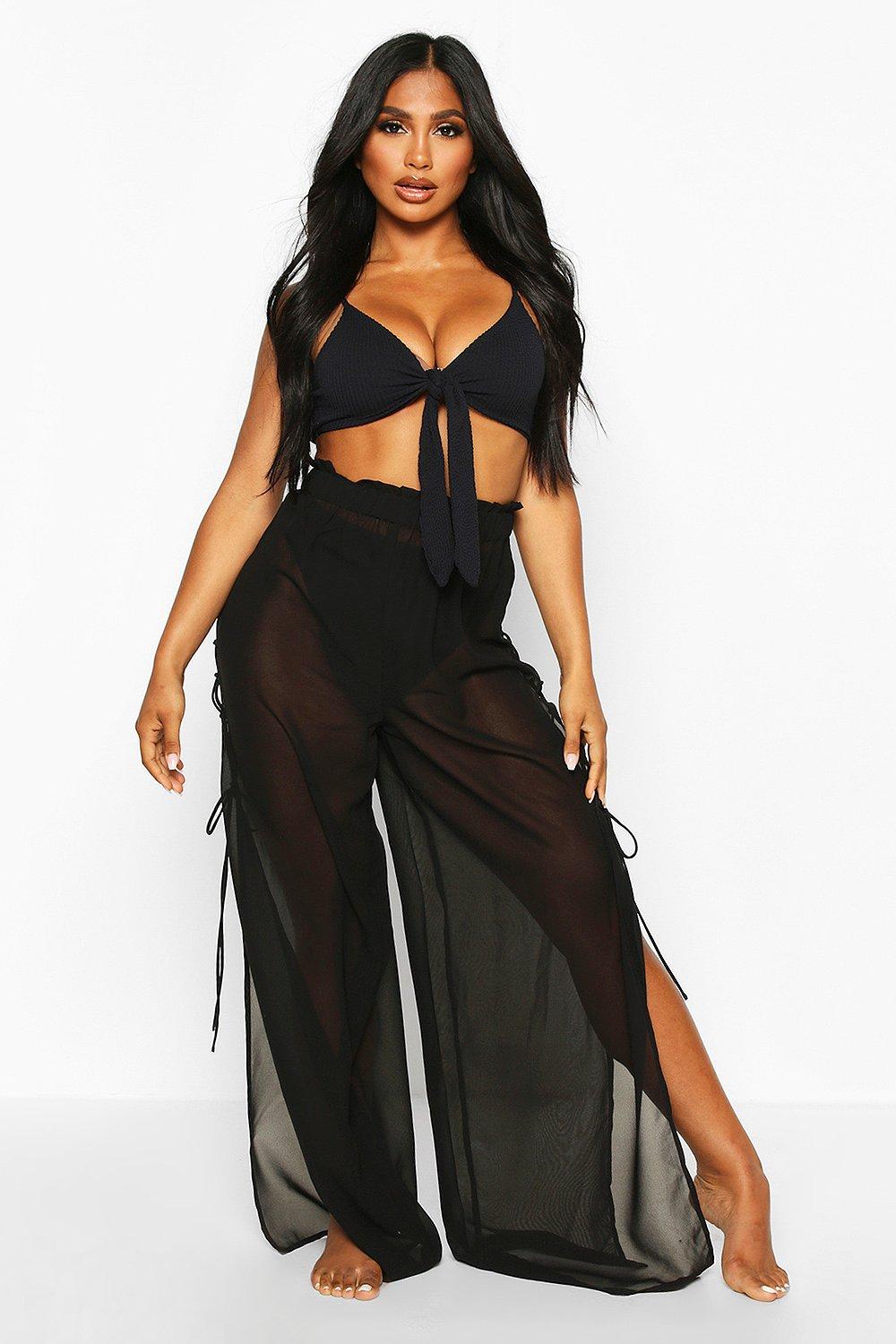 black lace beach trousers