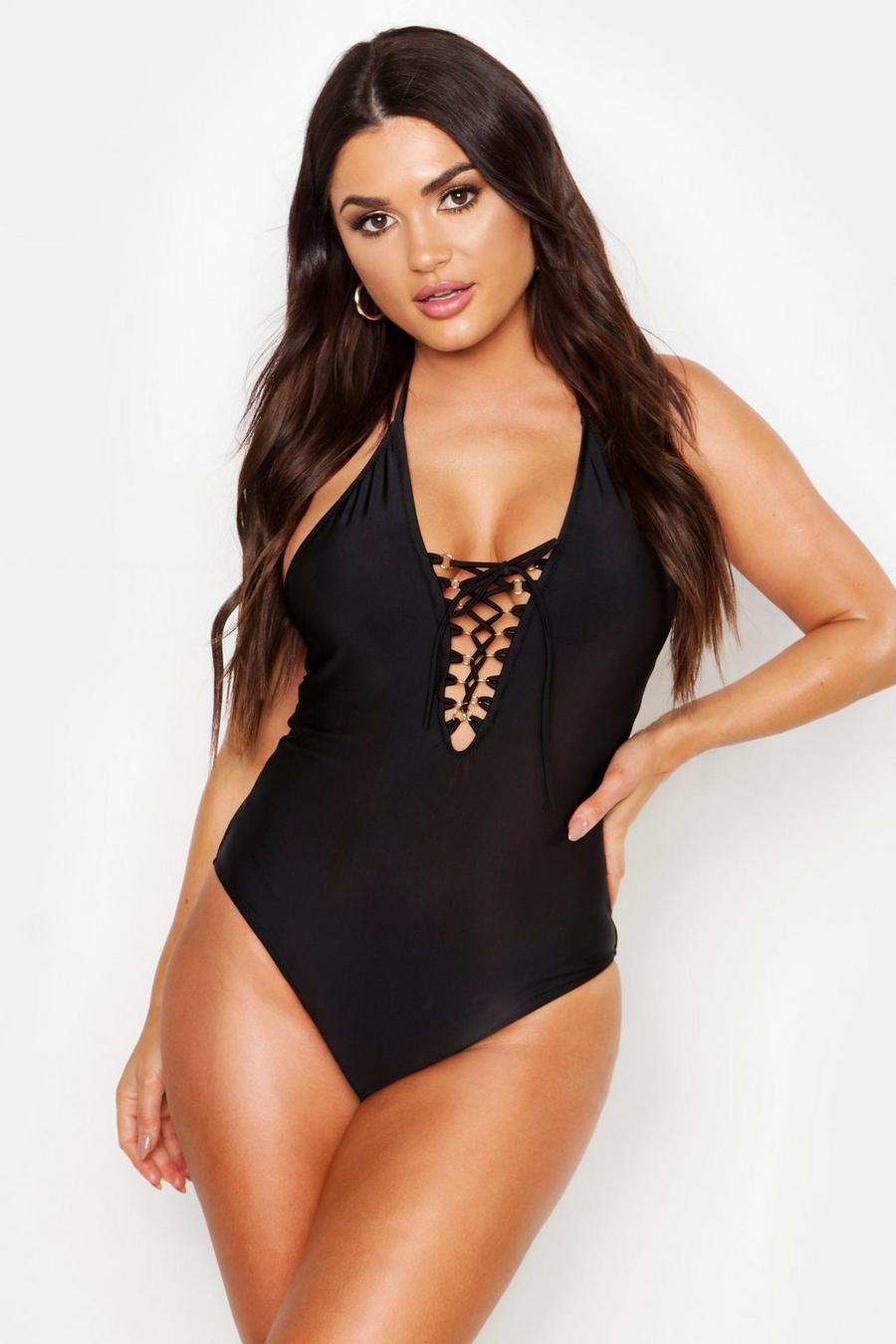 Lace Up Front Swimsuit image number 1