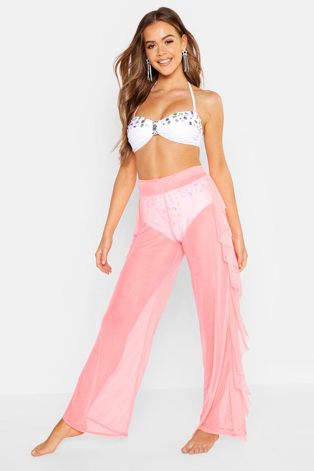 Mesh sales trousers boohoo