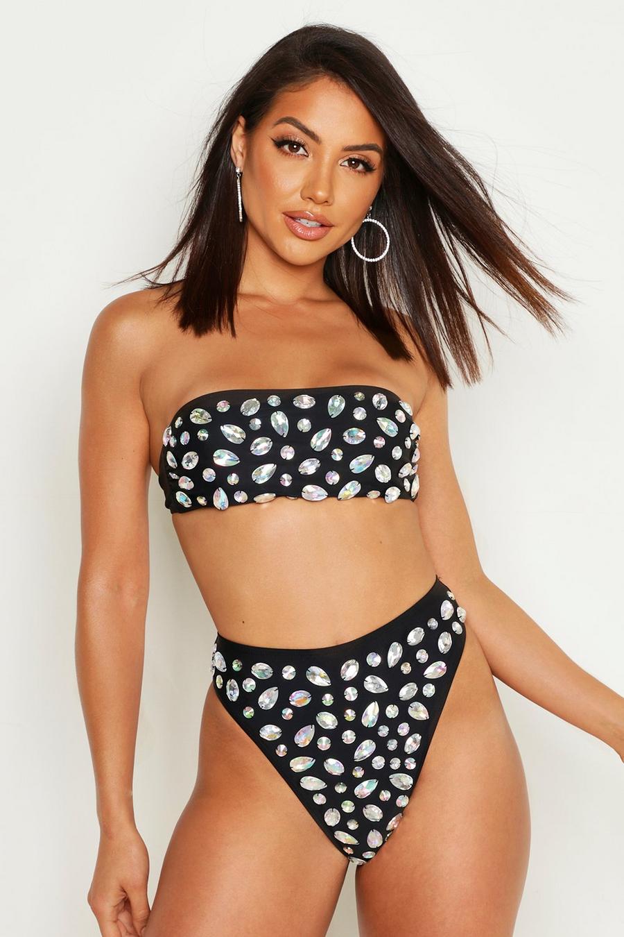 Bikini taille haute bandeau avec strass image number 1
