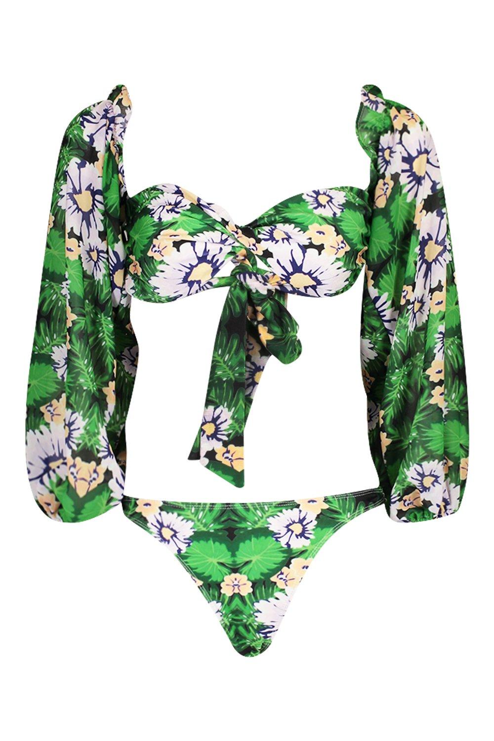 boohoo balloon sleeve swimsuit
